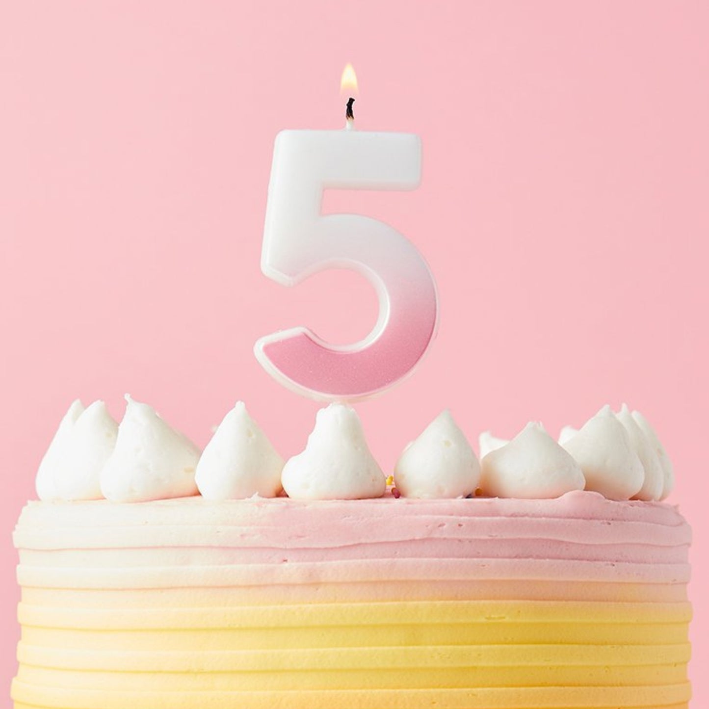 2.4"/ 6.2cm PINK OMBRE NUMBER '5' CANDLE