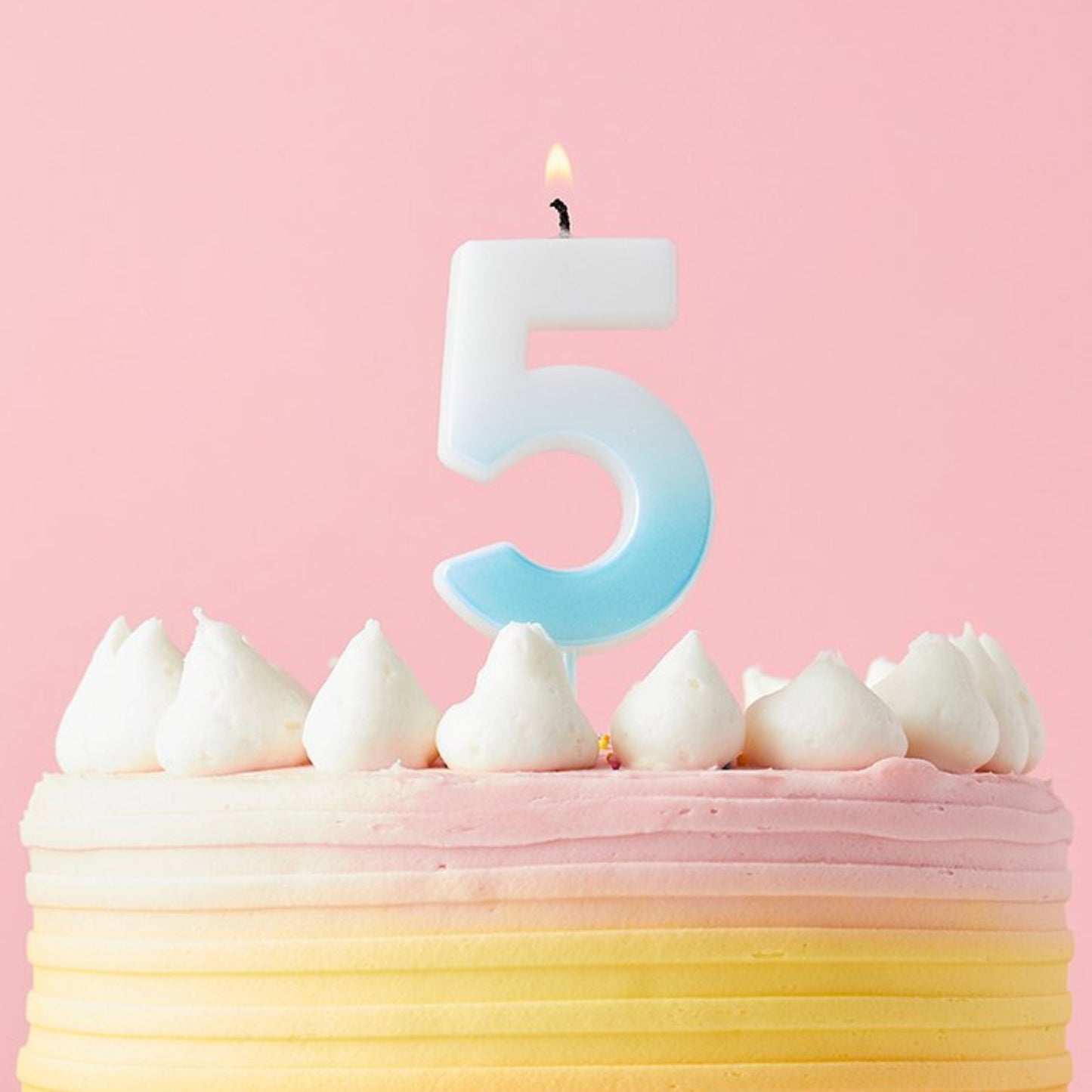 2.4"/ 6.2cm BLUE OMBRE NUMBER '5' CANDLE