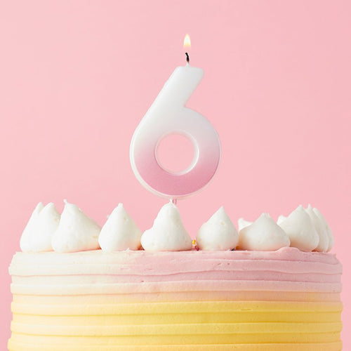2.4"/ 6.2cm PINK OMBRE NUMBER '6' CANDLE
