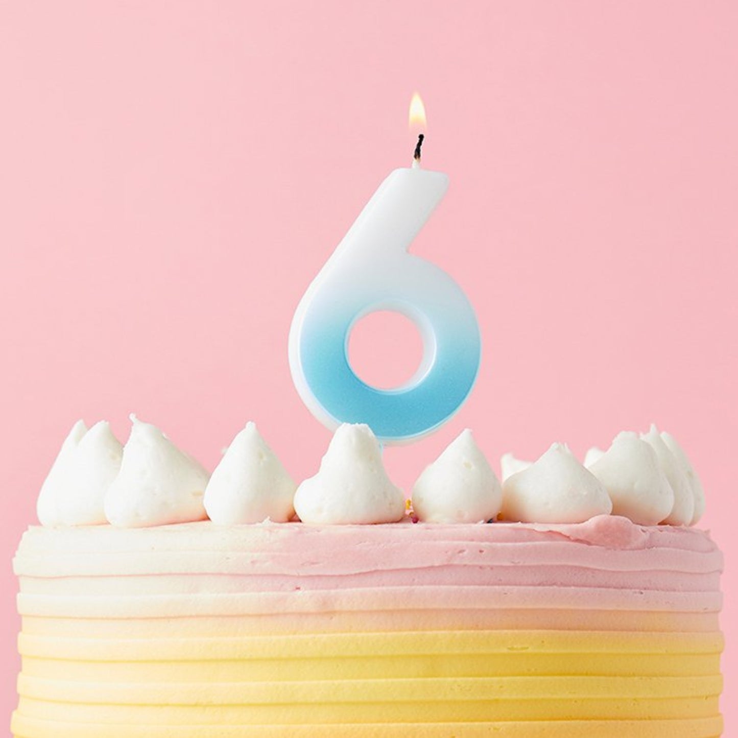 2.4"/ 6.2cm BLUE OMBRE NUMBER '6' CANDLE
