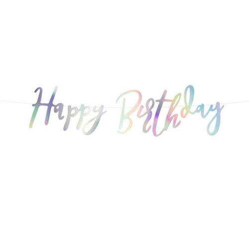 2ft / 62cm IRIDESCENT HAPPY BIRTHDAY DIE CUT BANNER