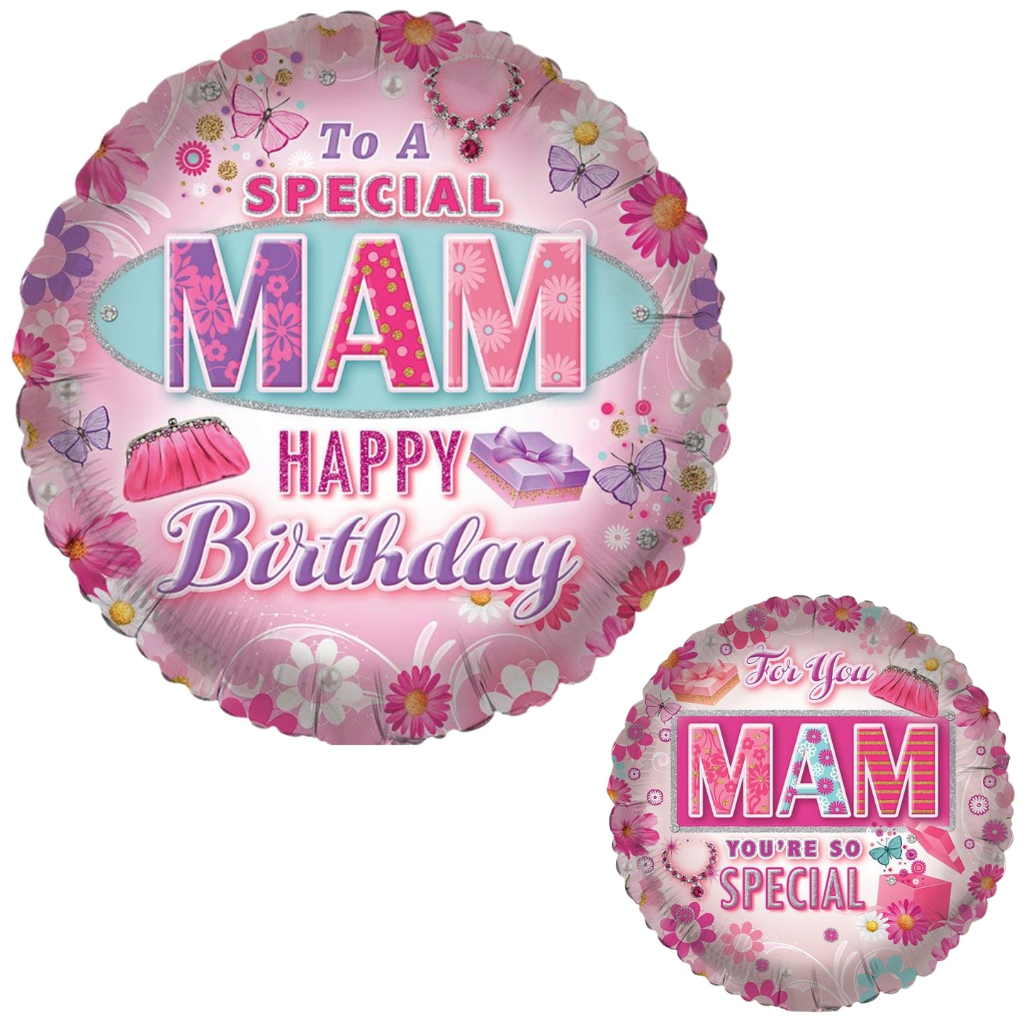 18"/ 46cm HAPPY BIRTHDAY MAM DOUBLE-SIDED ROUND FOIL BALLOON