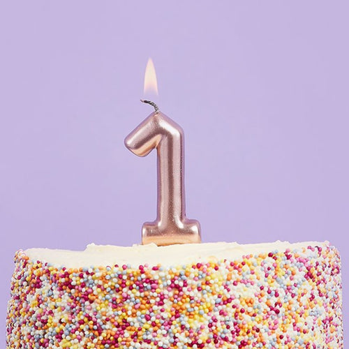 3"/ 8cm ROSE GOLD NUMBER '1' CANDLE
