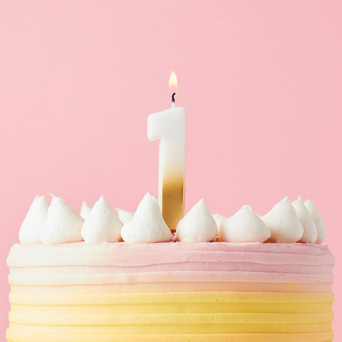 2.4"/ 6.2cm GOLD OMBRE NUMBER '1' CANDLE