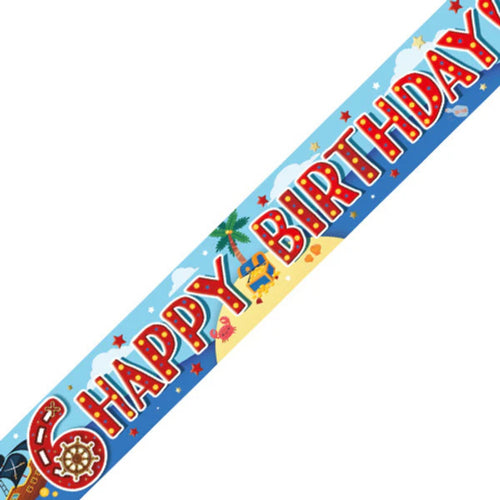9ft / 2.7m BOYS 6TH BIRTHDAY BANNER