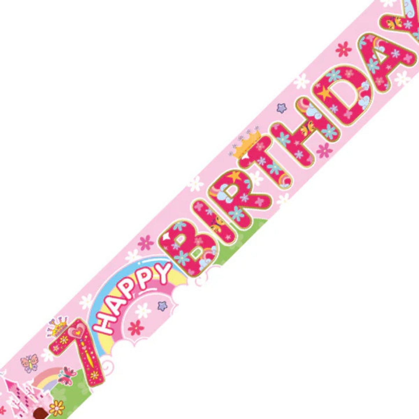 9ft / 2.7m GIRLS 7TH BIRTHDAY BANNER