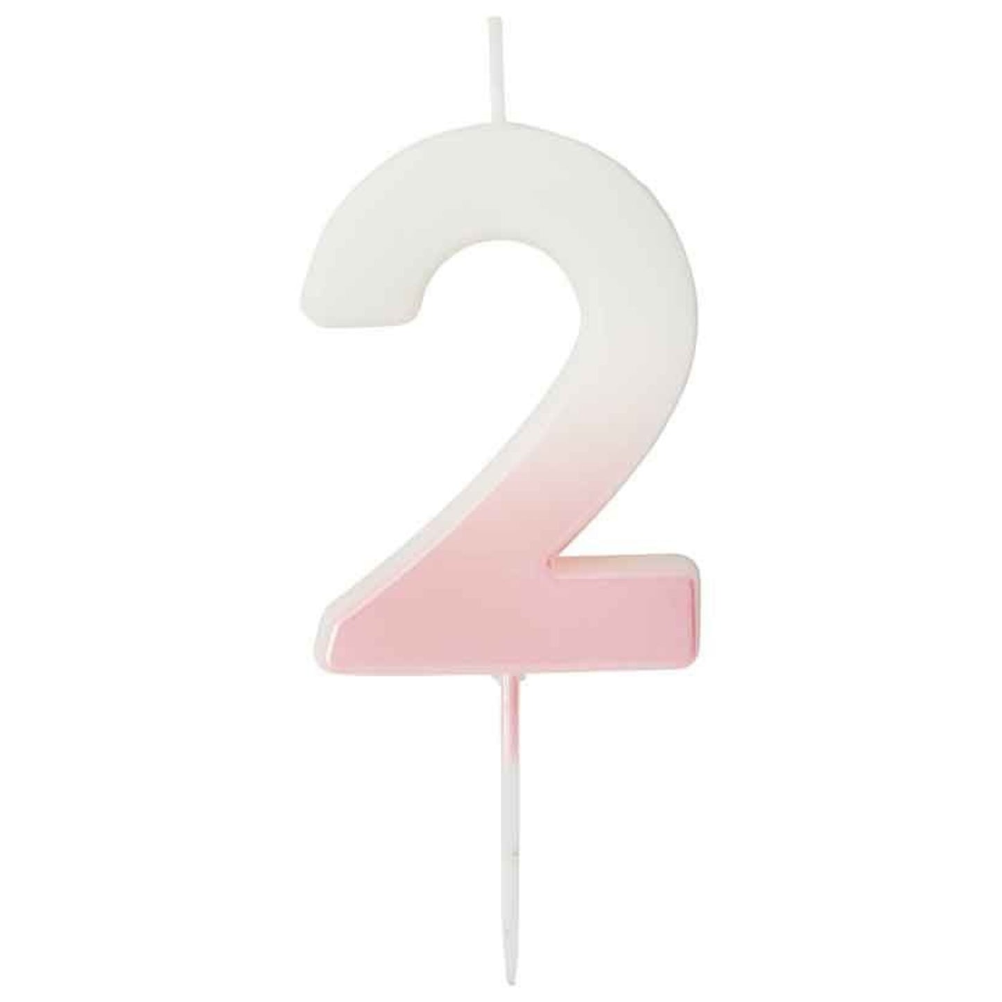 2.4"/ 6.2cm PINK OMBRE NUMBER '2' CANDLE