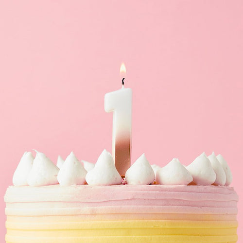 2.4"/ 6.2cm ROSE GOLD OMBRE NUMBER '1' CANDLE