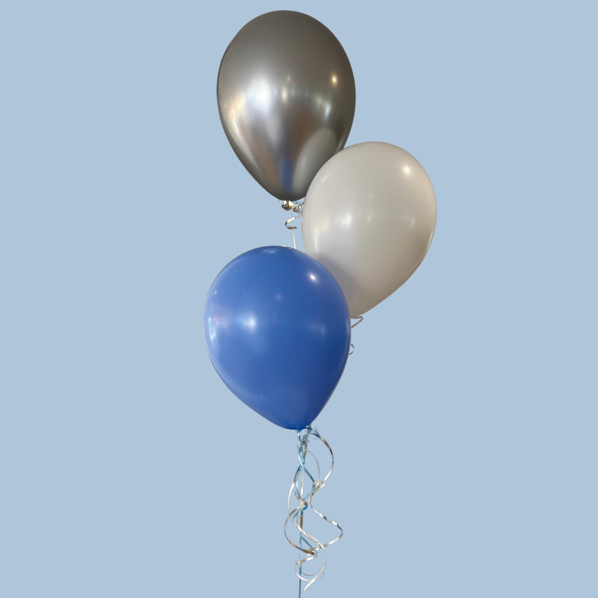 Silver Chrome, White & Periwinkle Blue - Table Clusters of 3