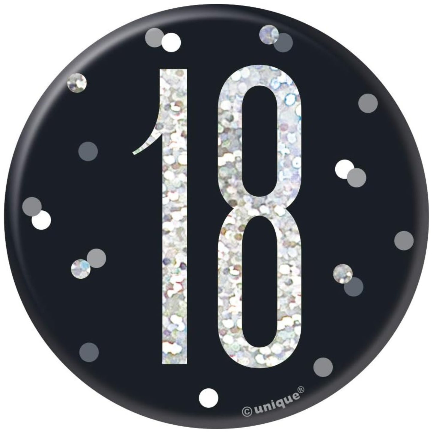 3"/ 8cm GLITZ BLACK 18th BIRTHDAY BADGE