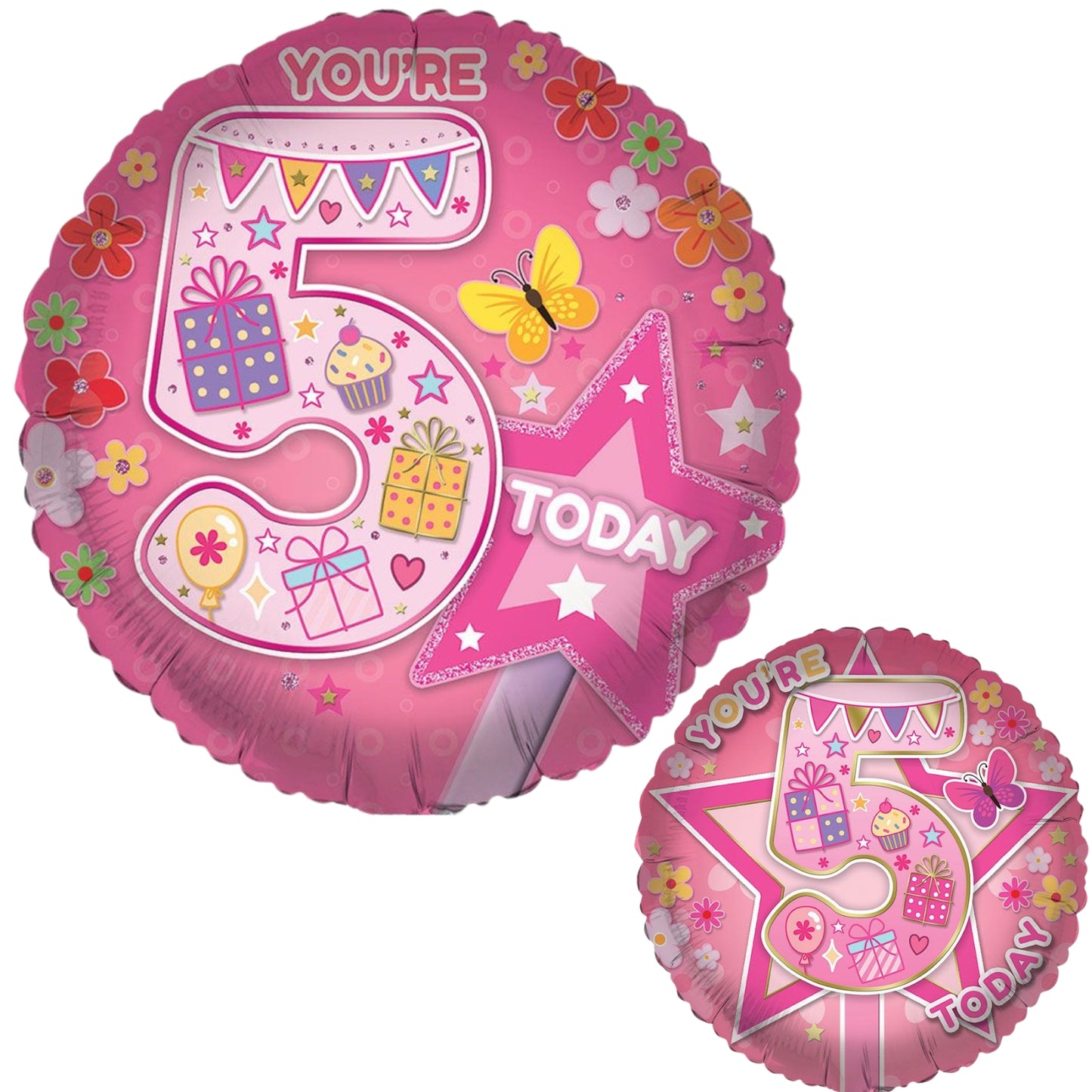 18"/ 46cm AGE 5 FEMALE DOUBLE-SIDED ROUND FOIL BALLOON