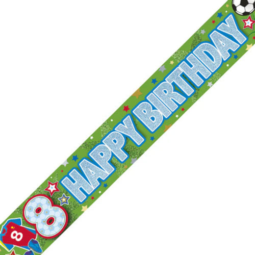 9ft / 2.7m BOYS 8TH BIRTHDAY BANNER