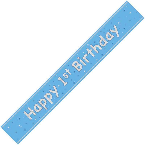 9ft / 2.7m GLITZ BLUE 1ST BIRTHDAY BANNER