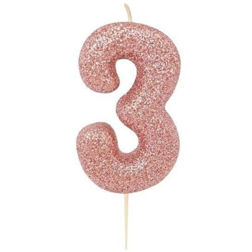 2.8"/ 7cm ROSE GOLD NO. 3 GLITTER PICK CANDLE