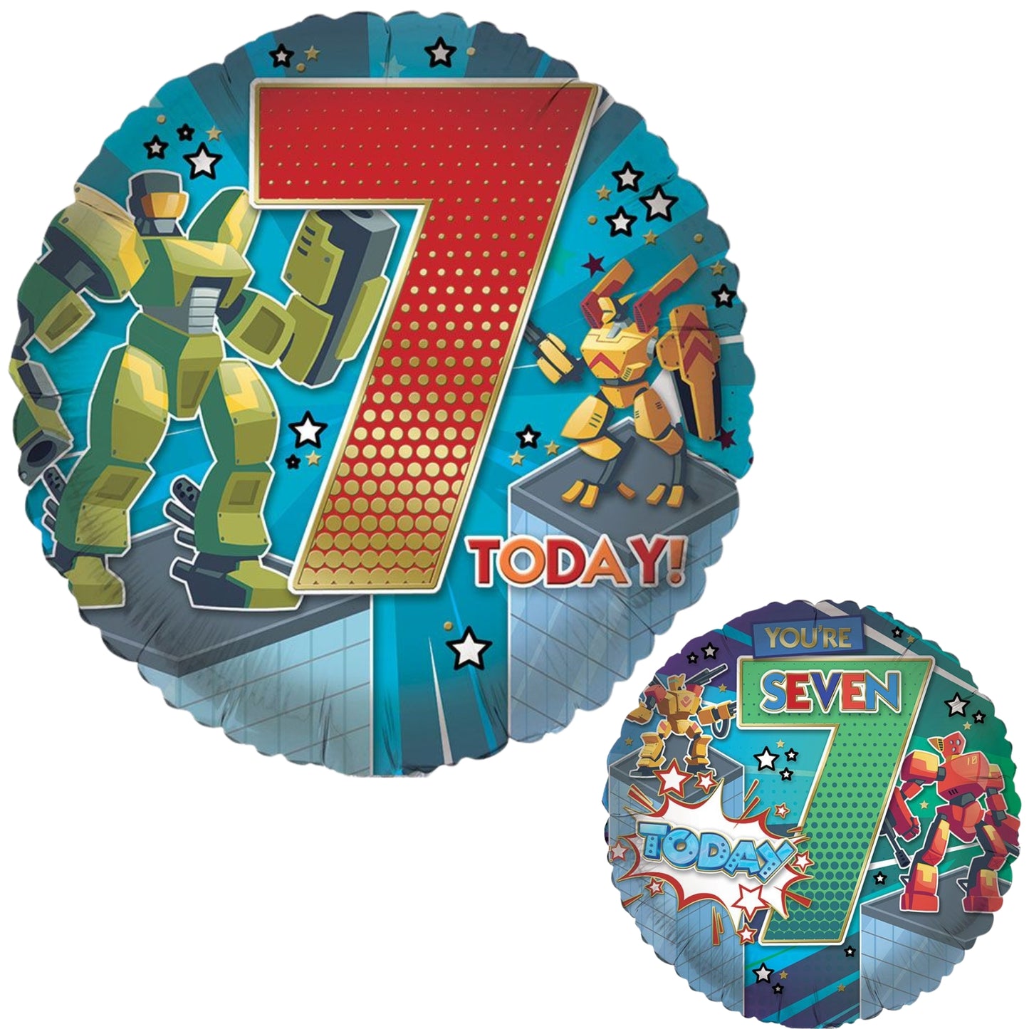 18"/ 46cm AGE 7 MALE DOUBLE-SIDED ROUND FOIL BALLOON