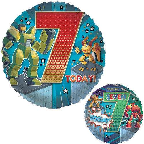 18"/ 46cm AGE 7 MALE DOUBLE-SIDED ROUND FOIL BALLOON