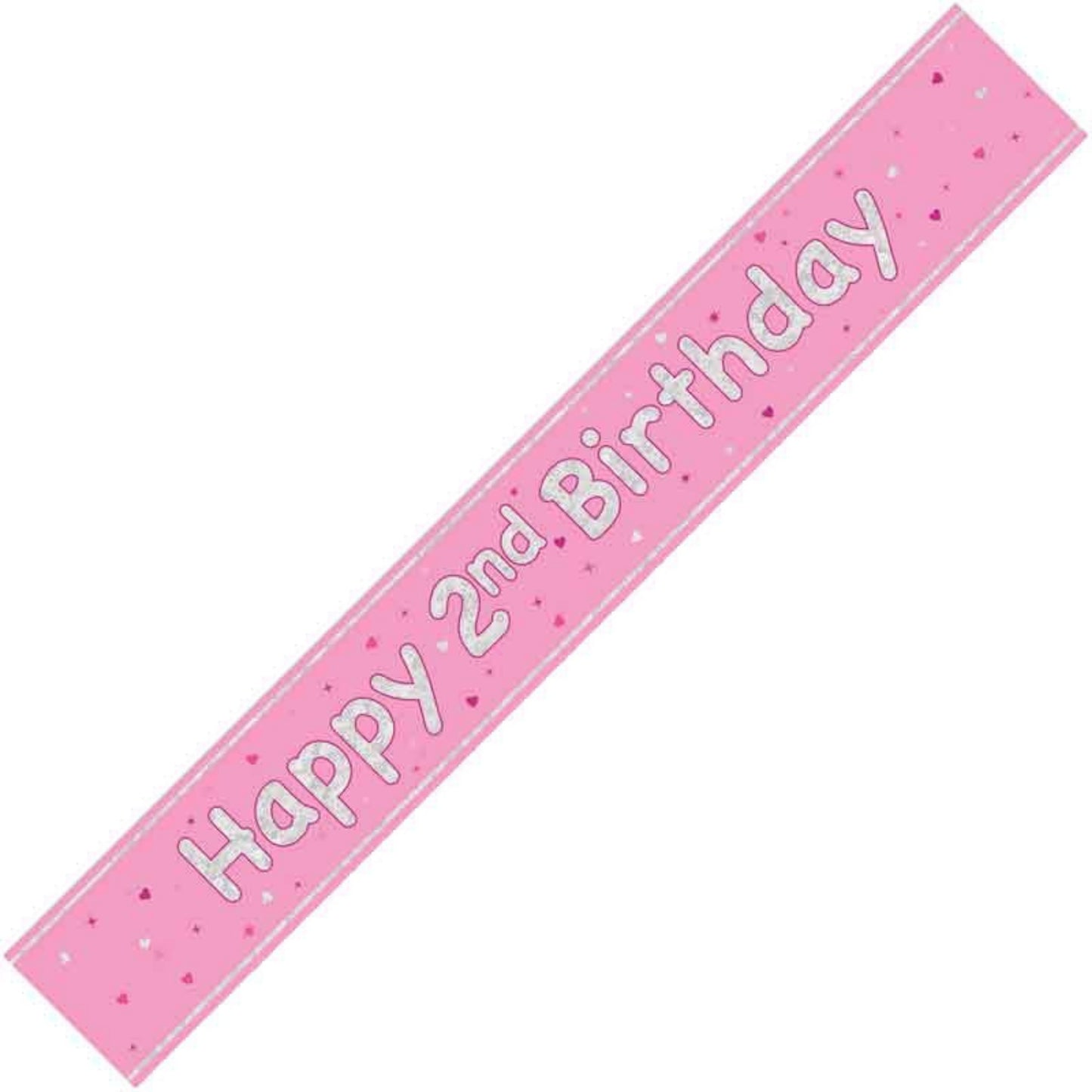 9ft / 2.7m GLITZ PINK 2ND BIRTHDAY BANNER