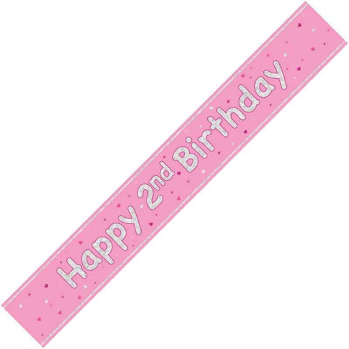 9ft / 2.7m GLITZ PINK 2ND BIRTHDAY BANNER