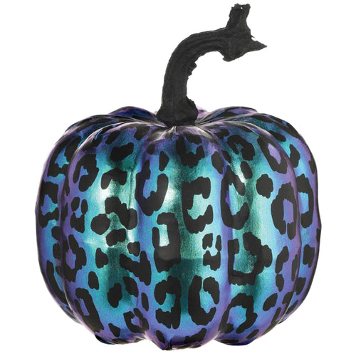 IRIDESCENT PURPLE AND BLACK FABRIC PUMPKIN DECORATION (18cm)