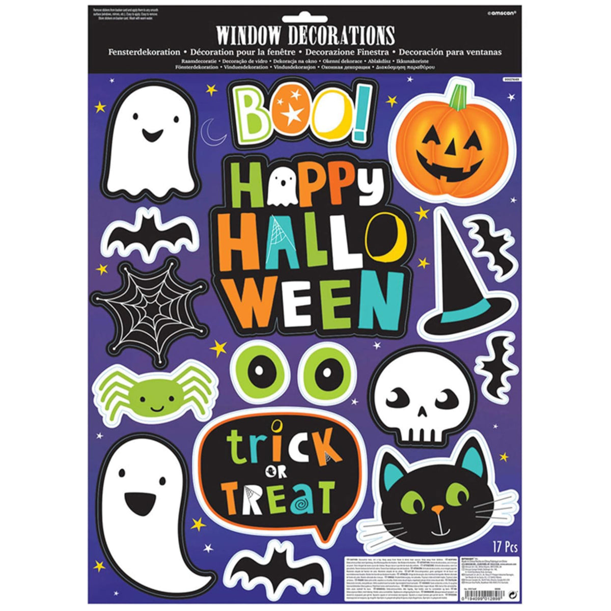 HALLOWEEN FRIENDS CUTE WINDOW STICKERS PARTY DECORATIONS (17 PACK)