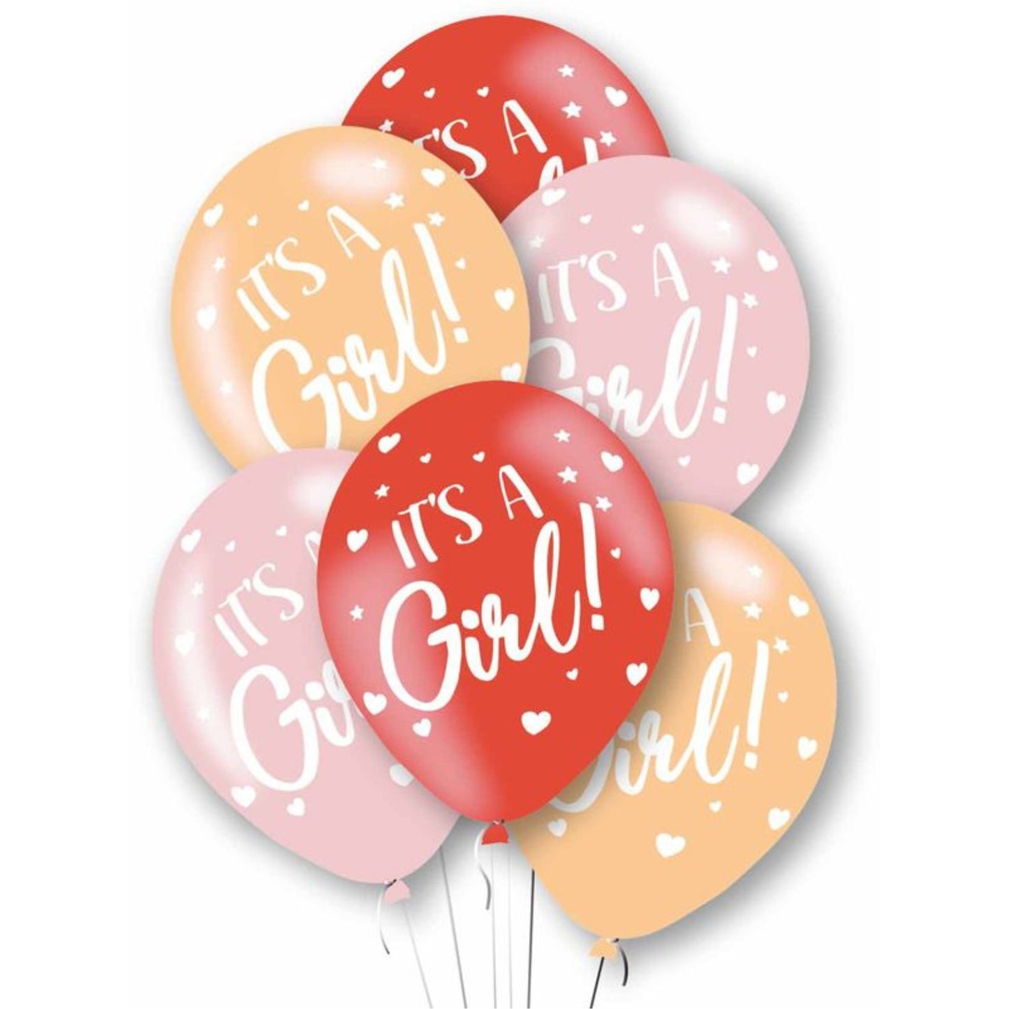 11"/ 28cm IT'S A GIRL 6 PACK LATEX BALLOONS