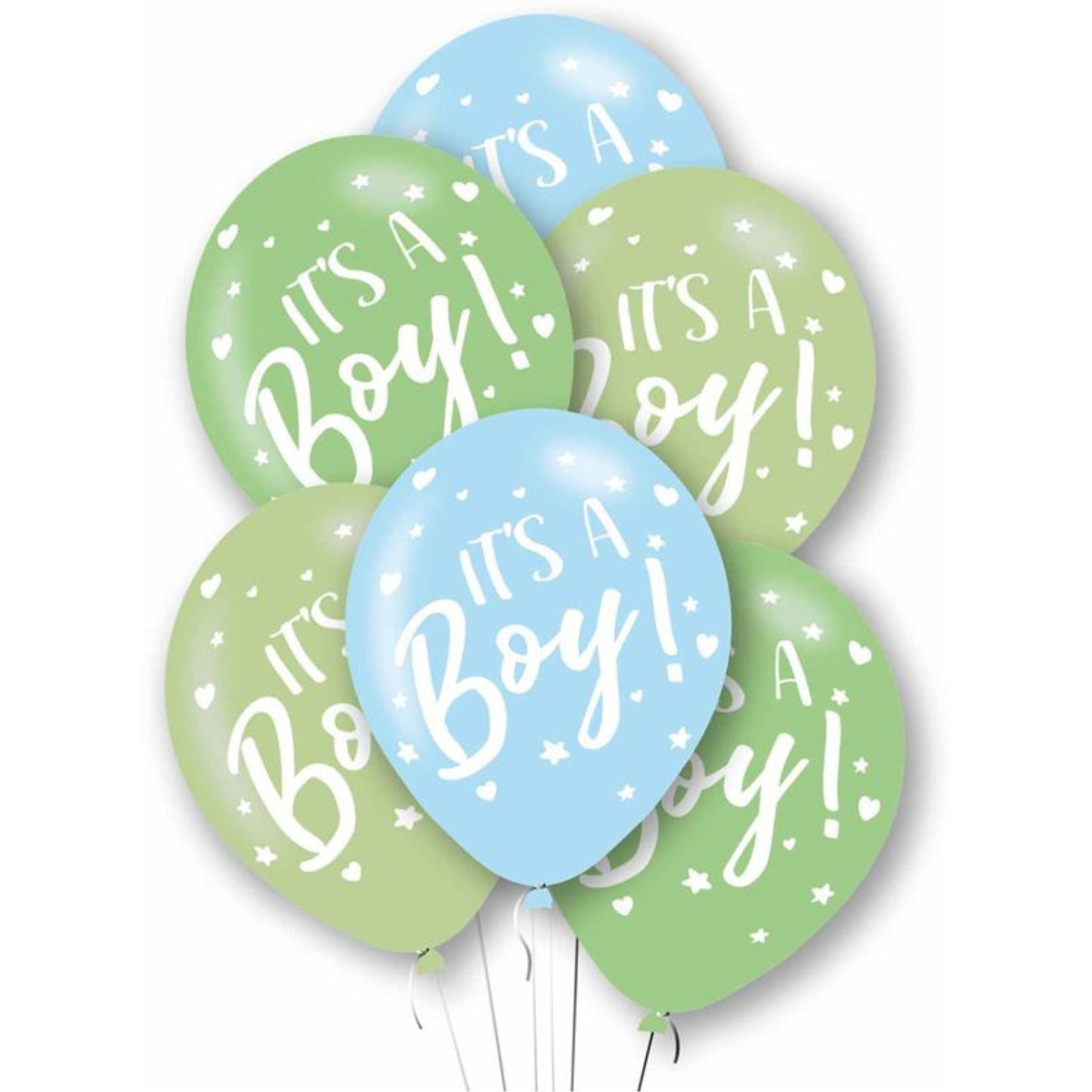 11"/ 28cm IT'S A BOY 6 PACK  LATEX BALLOONS