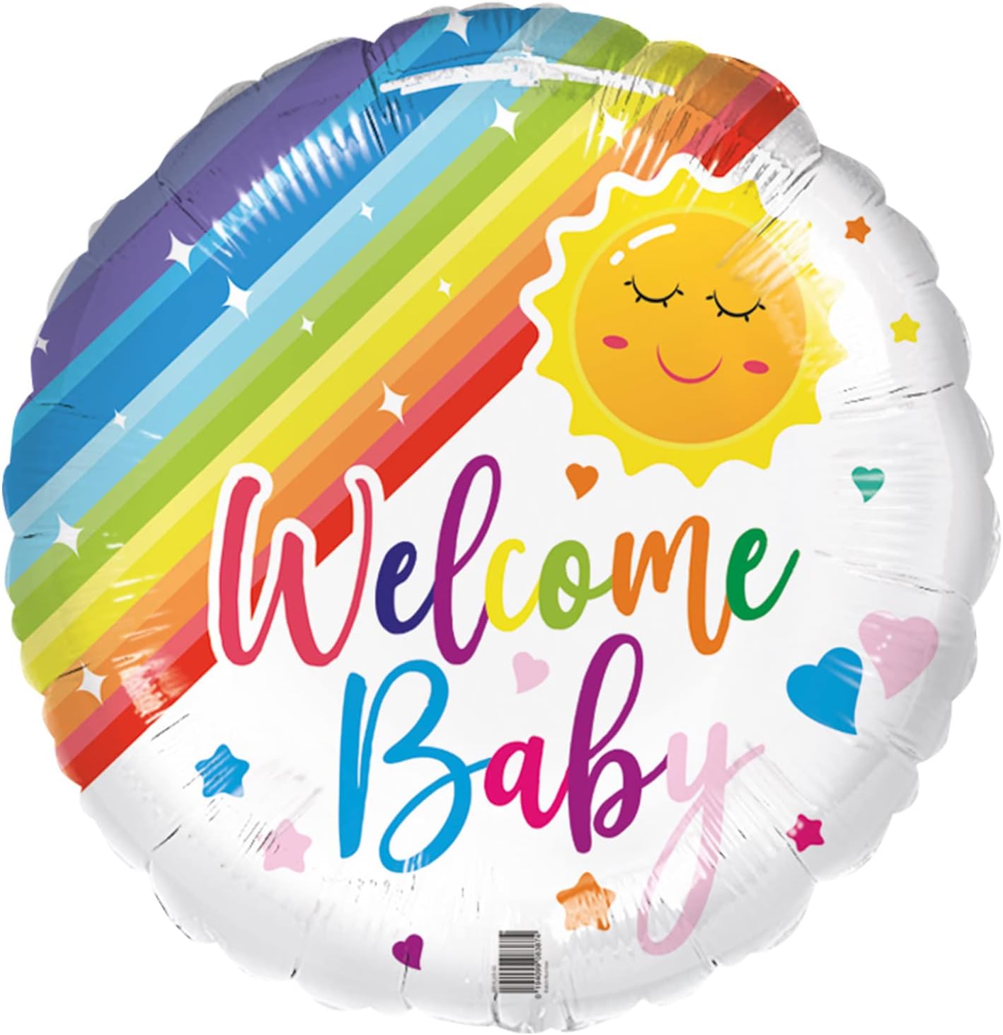 18"/ 46cm WELCOME BABY RAINBOW & SUN ROUND FOIL BALLOON