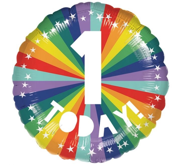 18"/ 46cm 1 TODAY! RAINBOW ROUND FOIL BALLOON