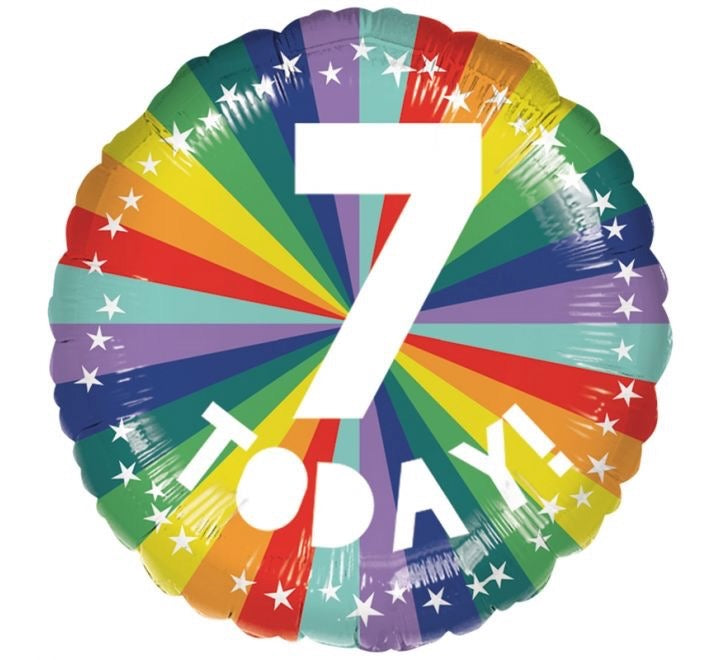 18"/ 46cm 7 TODAY! RAINBOW STARBURST ROUND FOIL BALLOON