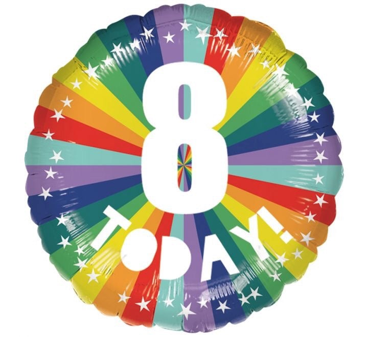 18"/ 46cm 8 TODAY! RAINBOW STARBURST ROUND FOIL BALLOON