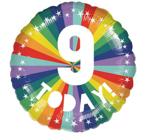 18"/ 46cm 9 TODAY! RAINBOW STARBURST ROUND FOIL BALLOON