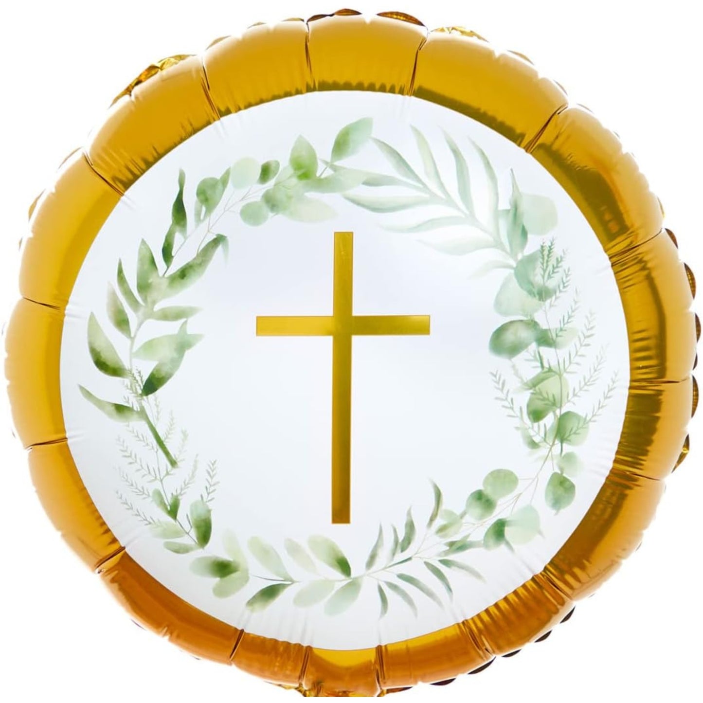 18"/ 46cm BOTANICAL CELEBRATION GOLD CROSS ROUND FOIL BALLOON