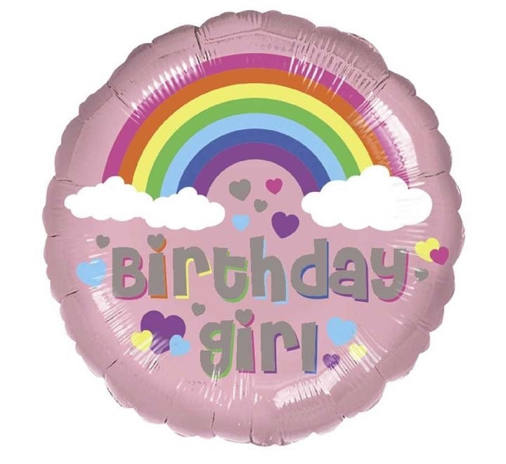 18"/ 46cm BIRTHDAY GIRL RAINBOW ROUND FOIL BALLOON