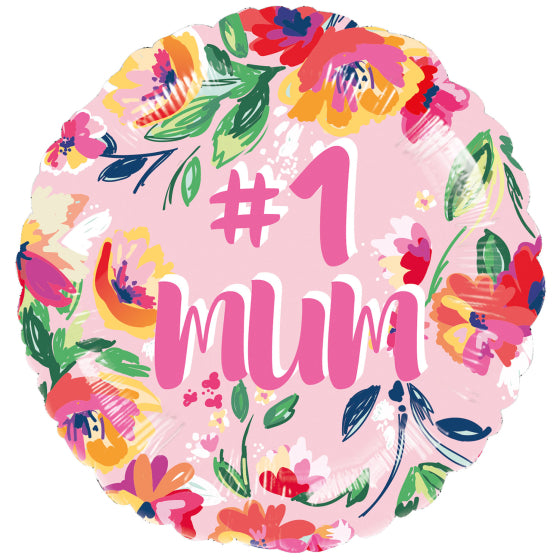 18"/ 46cm #1 MUM FLORAL ROUND FOIL BALLOON