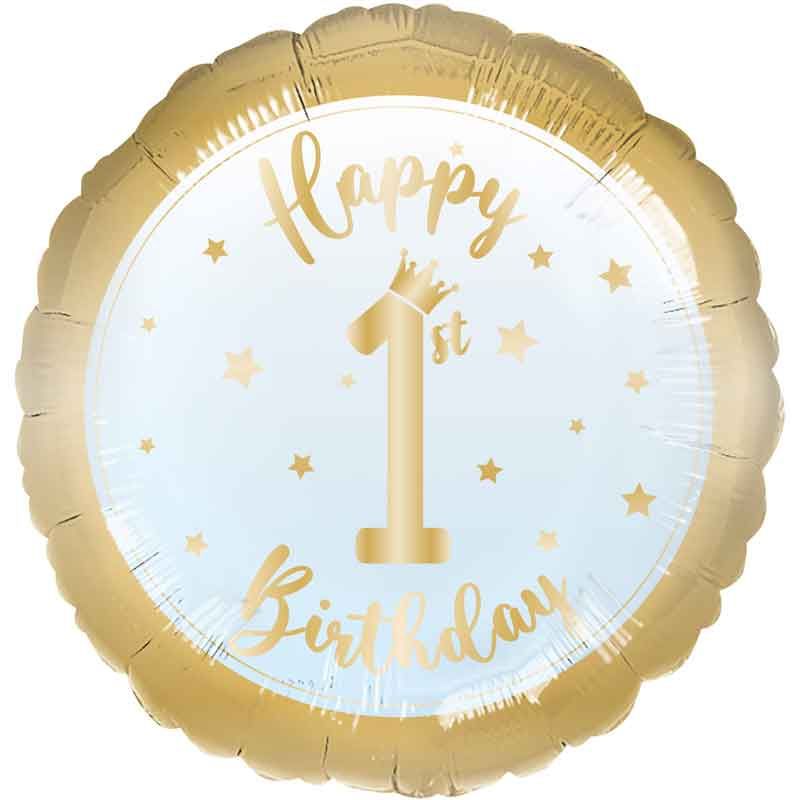 18"/ 46cm BOY 1ST BDAY ROUND FOIL BALLOON