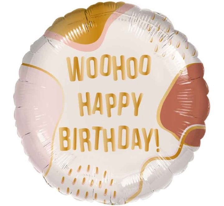 18"/ 46cm WOOHOO HAPPY BIRTHDAY! ROUND  FOIL BALLOON