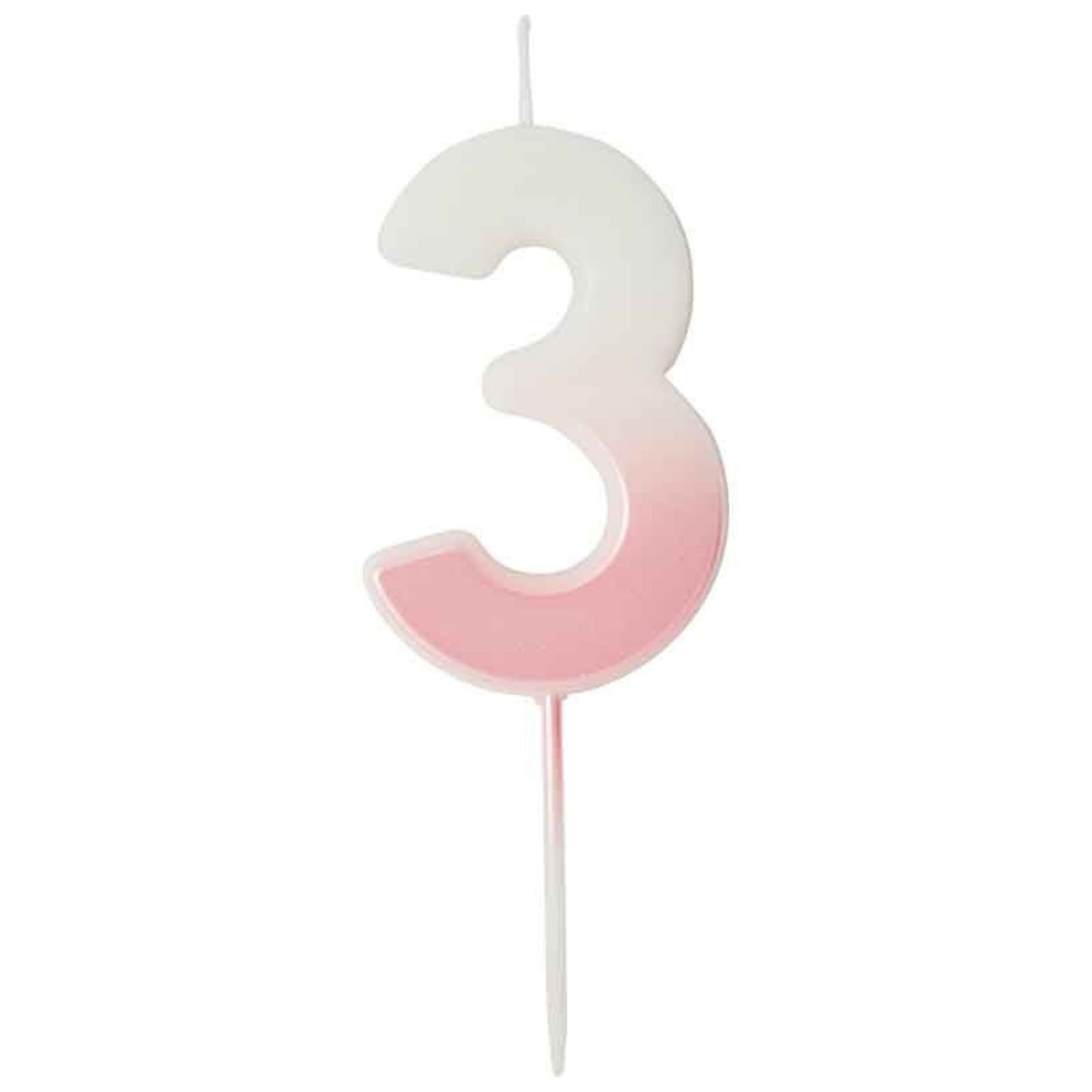 2.4"/ 6.2cm PINK OMBRE NUMBER '3' CANDLE