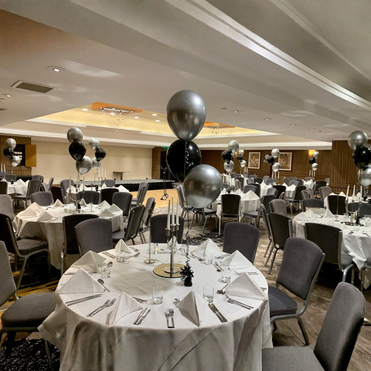 Silver Chrome & Black - Table Clusters of 3