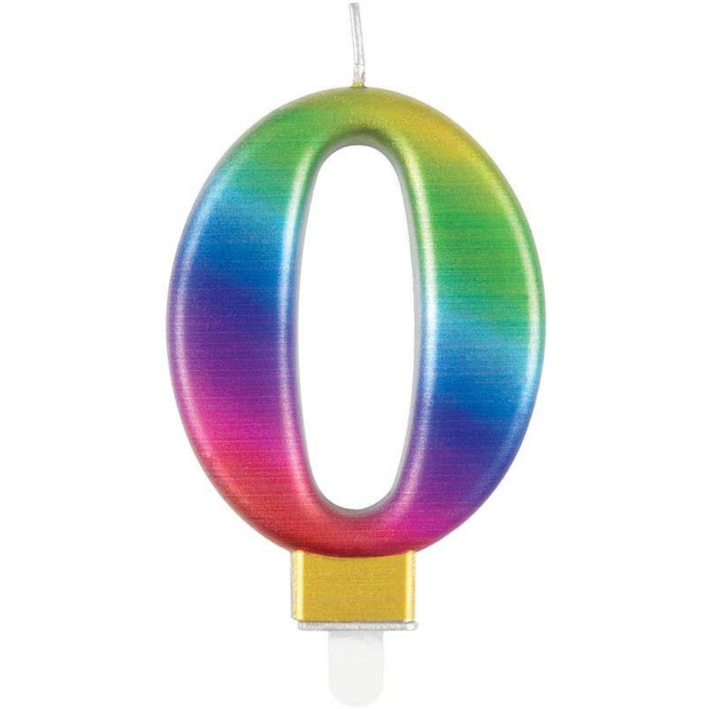 3.5"/ 8.5cm METALLIC RAINBOW NUMBER '0' BIRTHDAY CANDLE