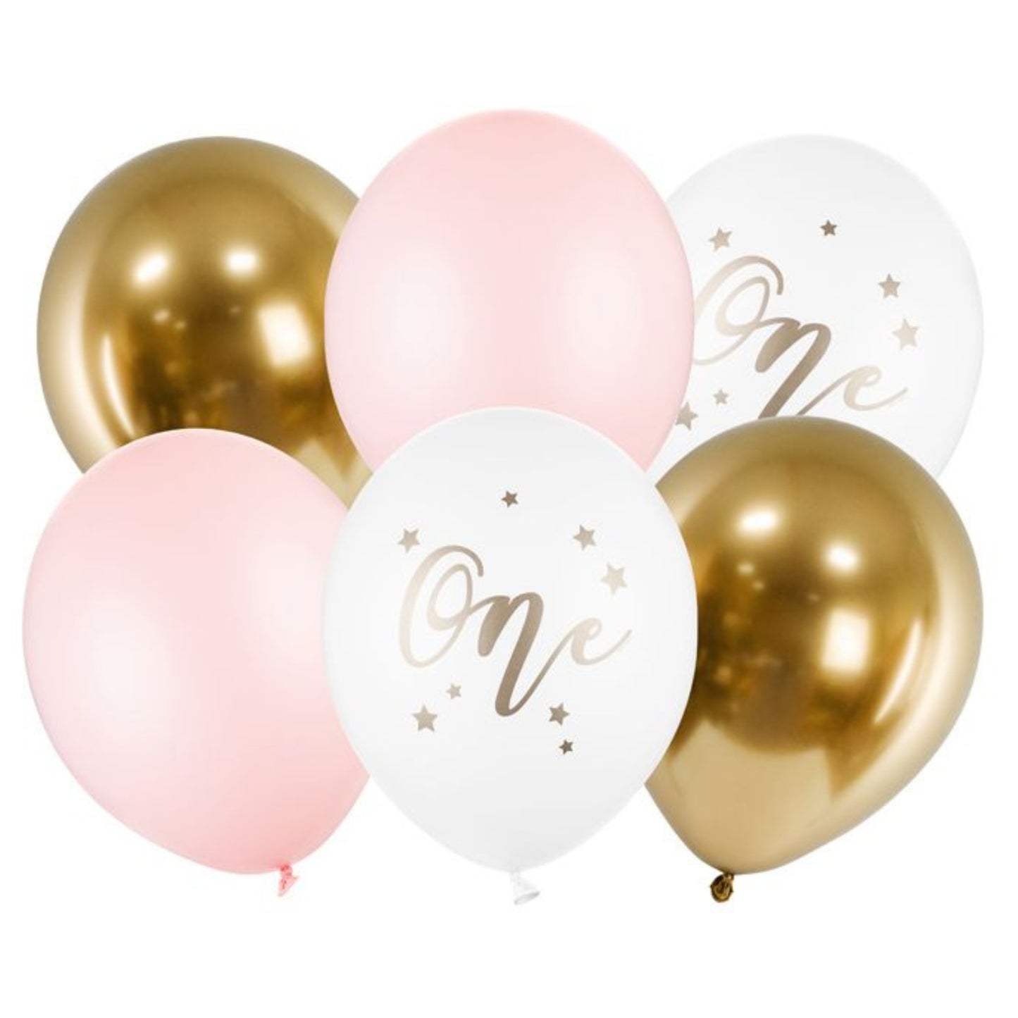 12"/ 30cm PINK AGE 'ONE' 6 PACK LATEX BALLOONS