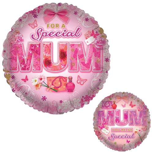 18"/ 46cm SPECIAL MUM DOUBLE-SIDED ROUND FOIL BALLOON