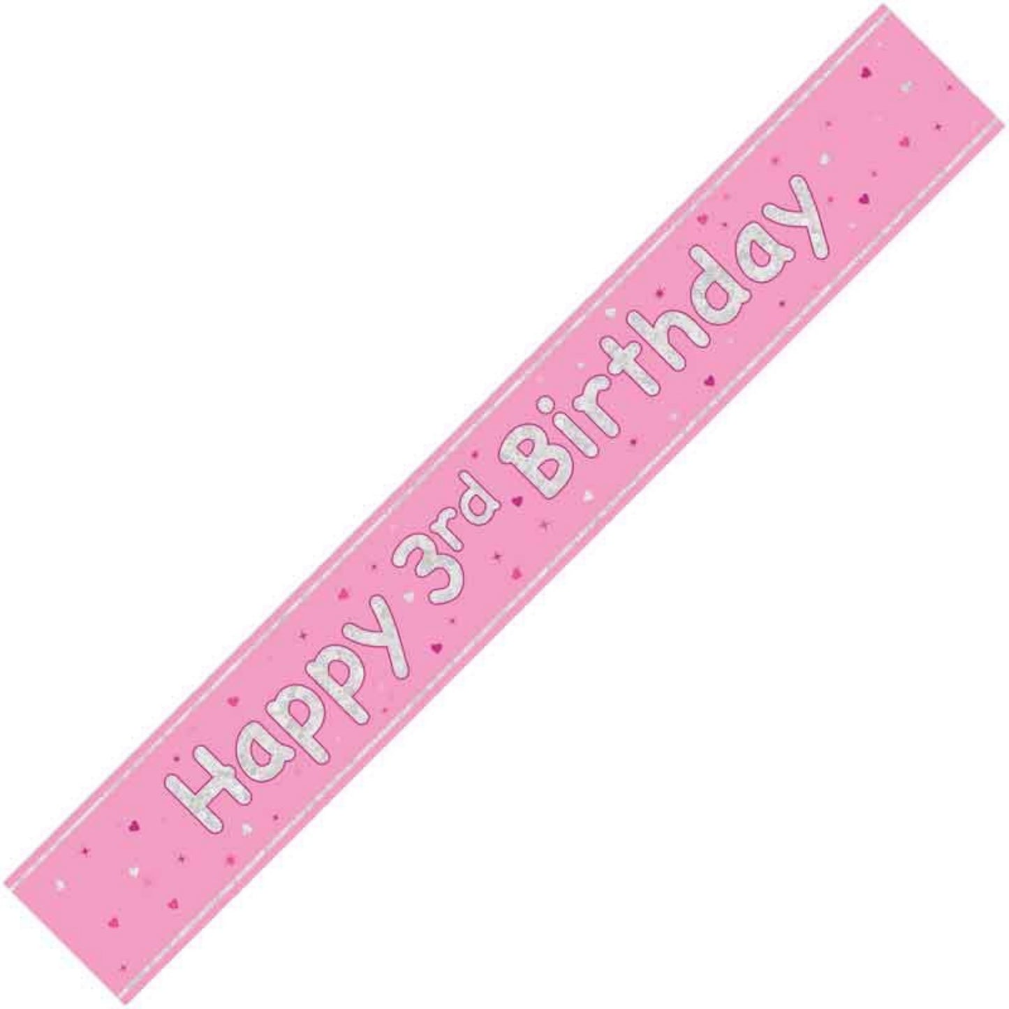 9ft / 2.7m GLITZ PINK 3RD BIRTHDAY BANNER