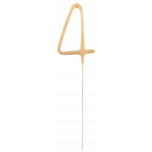 7"/ 18cm NUMERAL 4 GOLD GLITZ SPARKLER CANDLE
