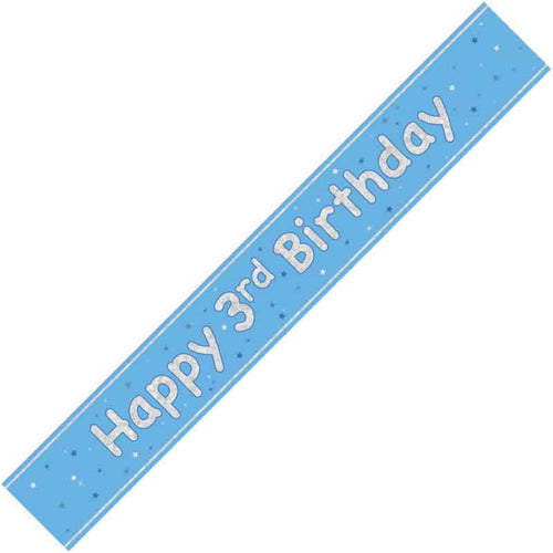 9ft / 2.7m GLITZ BLUE 3RD BIRTHDAY BANNER