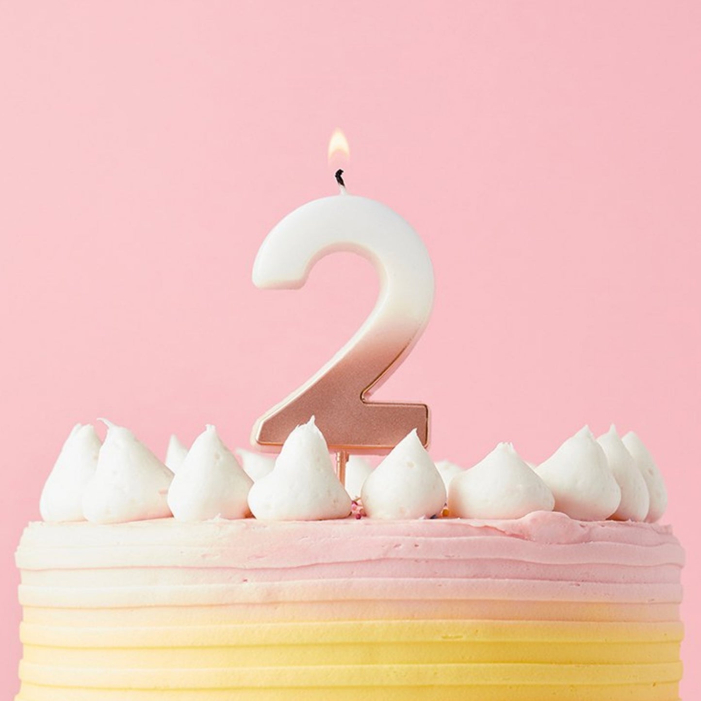 2.4"/ 6.2cm ROSE GOLD OMBRE NUMBER '2' CANDLE
