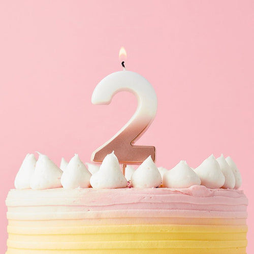 2.4"/ 6.2cm ROSE GOLD OMBRE NUMBER '2' CANDLE