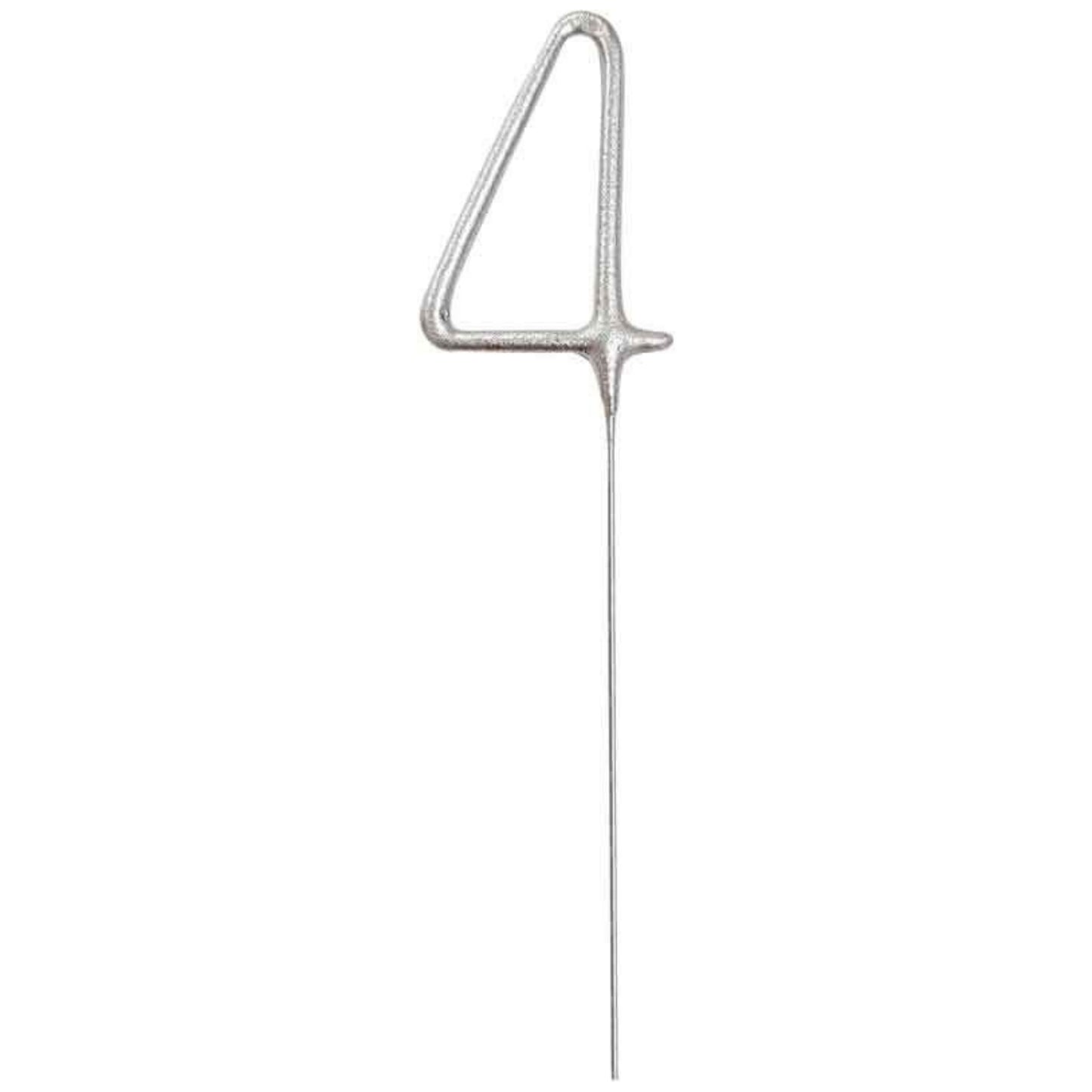 7"/ 18cm NUMERAL 4 SILVER GLITZ SPARKLER CANDLE