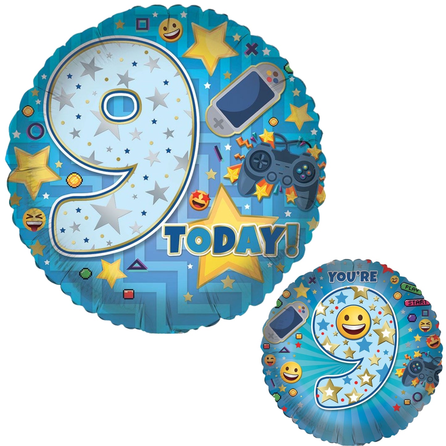 18"/ 46cm AGE 9 MALE DOUBLE-SDIED ROUND FOIL BALLOON