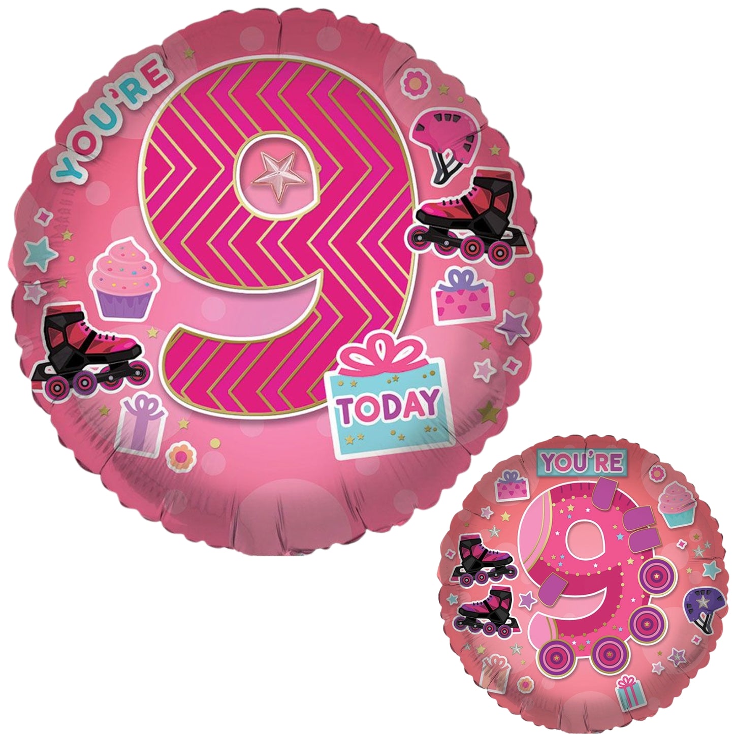 18"/ 46cm AGE 9 FEMALE DOUBLE-SDIED ROUND FOIL BALLOON
