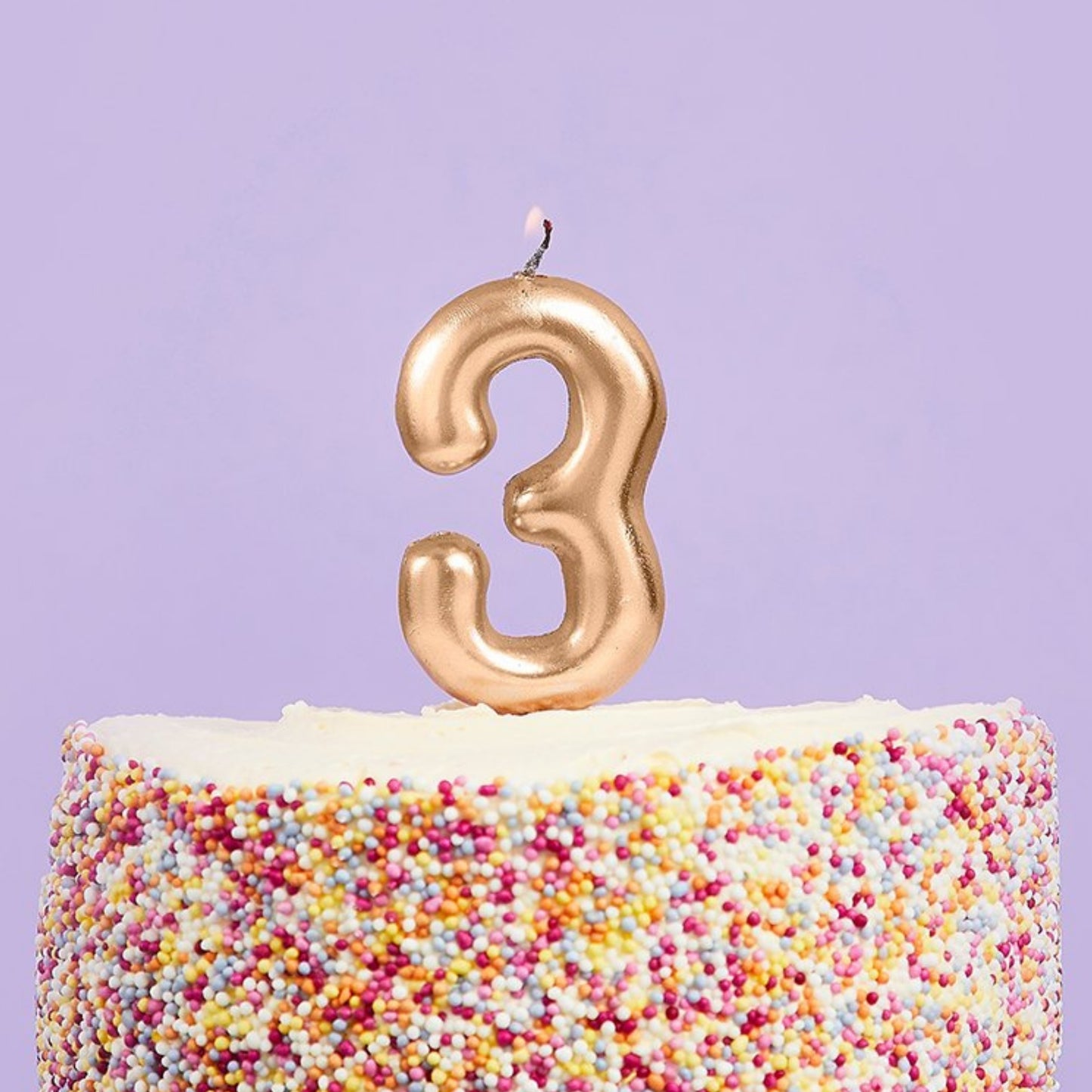 3"/ 8cm GOLD NUMBER '3' CANDLE